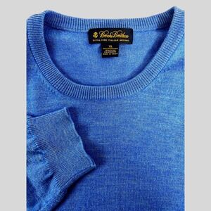 Brooks Brothers Blue Sweater Pullover Nylon Merino Wool Spandex Stretch XL‎